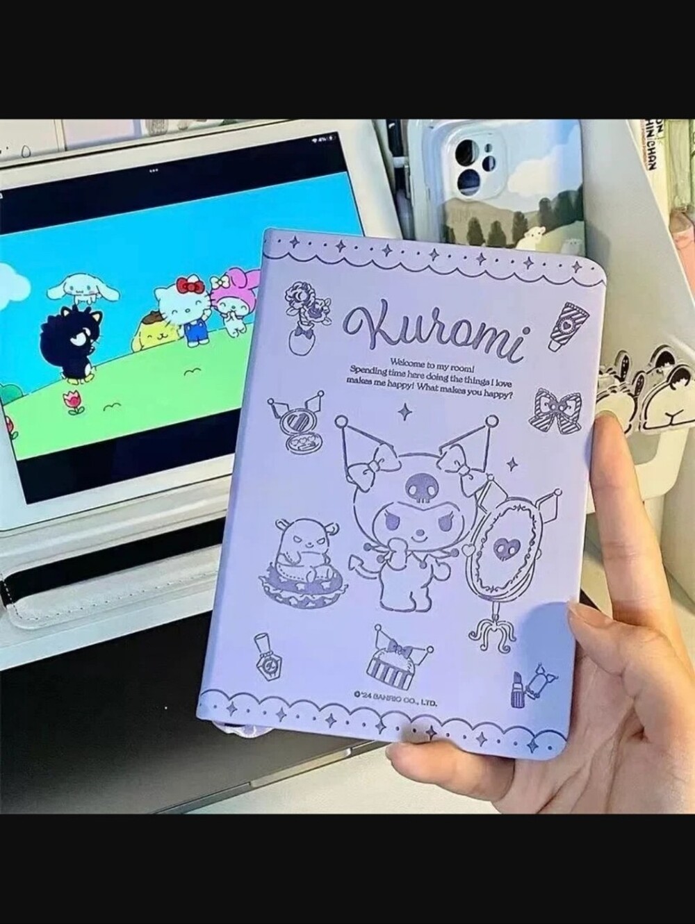 Sanrio Kuromi B6 notebook soft PU embossed cover